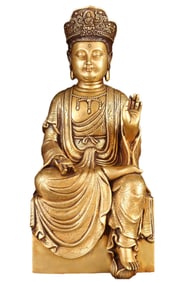 Superb Old Chinese Gilt Gold Copper Kwan-yin Statue