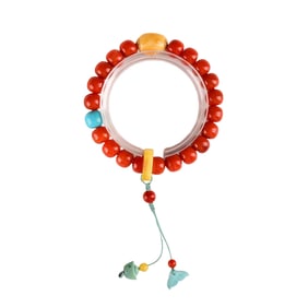 Hand Woven Beautiful Chinese Nanhong Agate Beads Bracelet