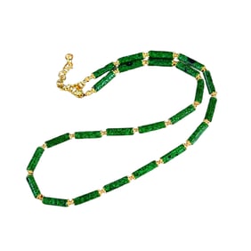 Exquisite Green Jadeite Beads Necklace