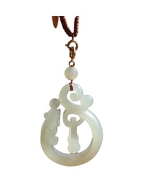 Openwork Chinese Hetian Jade Carved Fortune Dragon Pendant