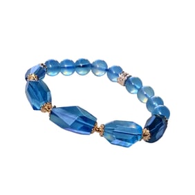 Hand Woven Beautiful Aquamarine Beads Bracelet