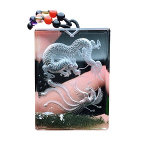 Exquisite Green Crystal Inner Carving Fortune Dragon Pendant