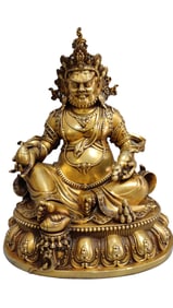 Old Tibetan Gilt Gold Copper Yellow Jambhala Statue