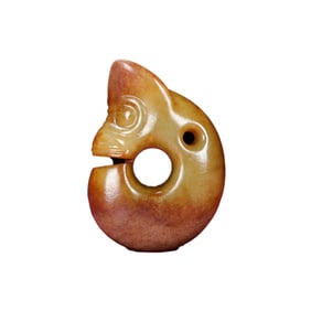 Vintage Chinese Hetian Jade Carved Fortune Dragon Pendant