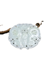 Openwork Chinese White Hetian Jade Carved Butterfly Pendant