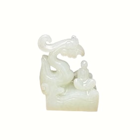 Chinese Hetian Jade Carved Buddha Seal