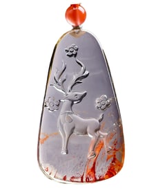 Beautiful Crystal Low Relief Sika Deer Pendant