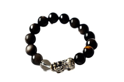 Hand Woven Obsidian Beads Bracelet