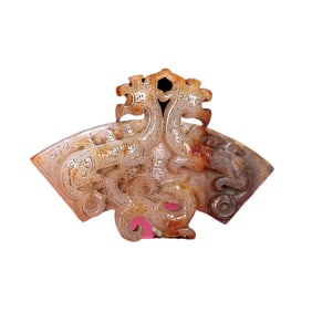 Vintage Chinese Hetian Jade Carved Chi Dragon Statue