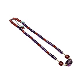 Hand Woven Amethyst & Agate Beads Necklace