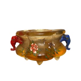 Chinese Famille Rose Peking Glass Incense Burner
