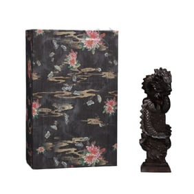 Vintage Chenxiang Wood Carved Fortune Dragon Statue