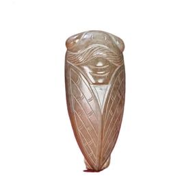 Vintage Chinese Hetian Jade Carved Fortune Cicada Pendant