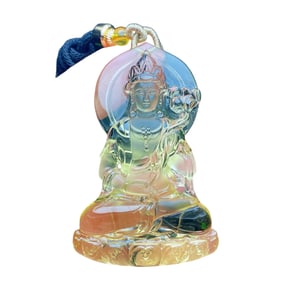 Beautiful Natural Yellow Crystal Carved Kwan-yin Pendant