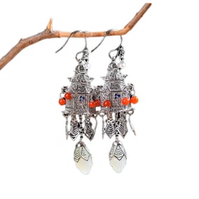 A Pair Beautiful 925 Silver Inlay Hetian Jade Earring