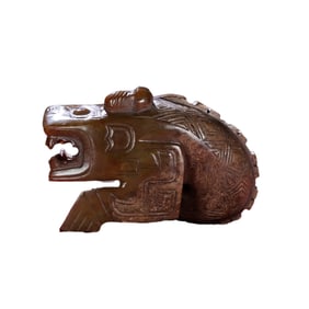 Vintage Chinese Hetian Jade Carved Fortune Beast Statue