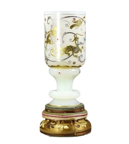 Chinese Silver Plated Gilt Gold Hetian Jade Carved Divine Beast Wine Cup