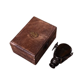 Vintage Bronze Telescope w Wood Box