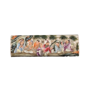 Chinese Famille Rose Seven Sages Of The Bamboo Grove Design Arm Rest