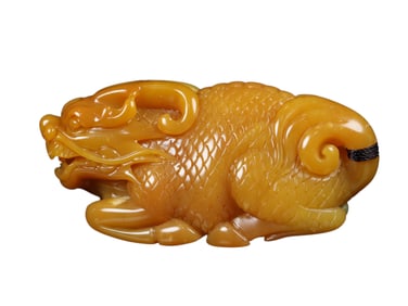 Vintage Chinese Shoushan Stone Carved Fortune Beast Pendant