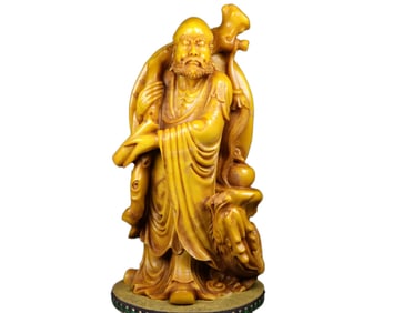 Vintage Chinese Tianhuang Stone Carved Arhat Statue