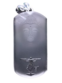 Beautiful White Crystal Low Relief Buddha Pendant
