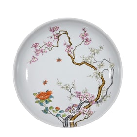 Chinese Qing Dynasty Famille Rose Hundreds Of Flowers In Bloom Design Porcelain Plate