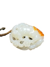 Chinese Hetian Jade Carved Plum Flower Pendant