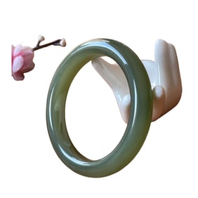 Inside Diameter 57mm Chinese Hetian Jade Bracelet w Certificate