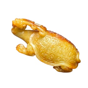 Vintage Chinese Hetian Jade Carved Long Life Turtle Statue