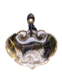 Beautiful Rutilated Quartz Inner Carving Fortune Dragon Pendant