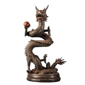 Vintage Chinese Bronze Fortune Dragon Statue
