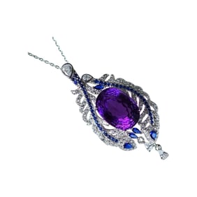 Beautiful 925 Silver Inlay Amethyst Pendant