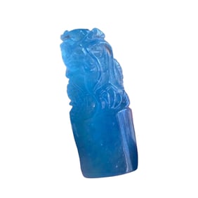 Beautiful Natural Aquamarine Carved Fortune Dragon Seal
