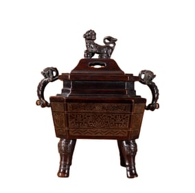 Vintage Chinese Copper Inlay Silver Wires Fortune Beast Incense Burner