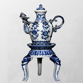 Chinese Blue And White Porcelain Phoenix Wine Pot