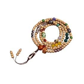 Hand Woven Bodhi & DZI Agate & Agate Beads Necklace