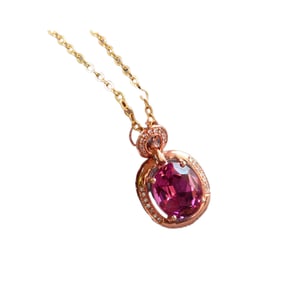 Exquisite 18K Gold Inlay Red Tourmaline Lucky Pendant