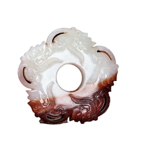 Openwork Chinese Hetian Jade Carved Figure Face Pendant