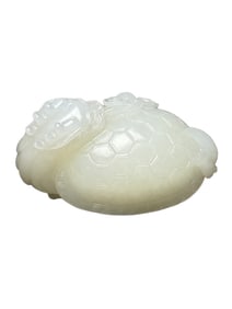 Superb Chinese Hetian Jade Carved Dragon Turtle Statue