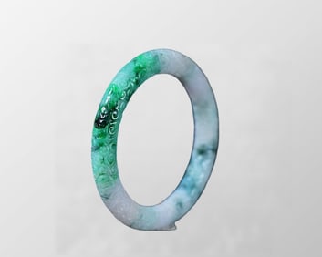 Inside Diameter 54mm Exquisite Green Jadeite Bracelet