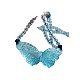 Beautiful Natural Aquamarine Carved Butterfly Pendant