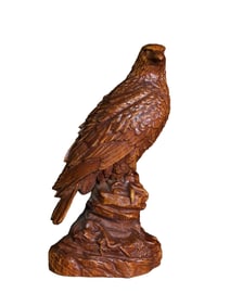 Vintage Chinese Boxwood Wood Carved Eagle Statue