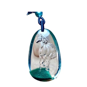 Beautiful Natural Green Crystal Carved Fortune Horse Pendant