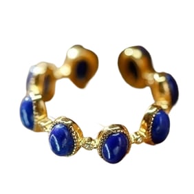 Beautiful Silver Plated Gilt Gold Inlay Lapis Lazuli Ring