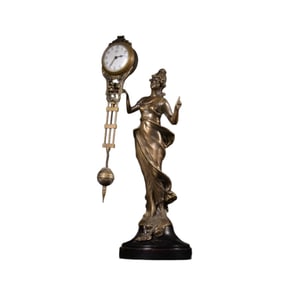 Vintage Bronze Beautiful Woman Mechanical Clock