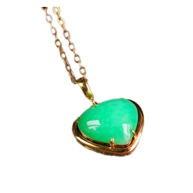 Exquisite 18K Gold Inlay Jadeite Heart Shape Pendant
