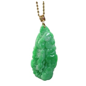 Exquisite Jadeite Carved Ruyi Pendant