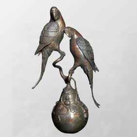 Vintage Chinese Bronze Parrot Statue