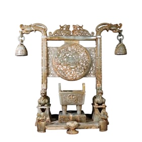 Superb Vintage Chinese Hetian Jade Carved Fortune Beast Statue